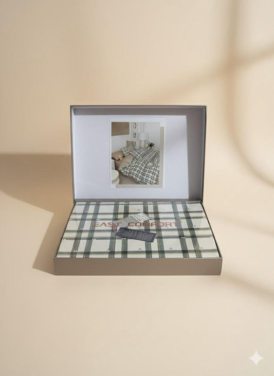 Lenjerie de pat carouri verzi