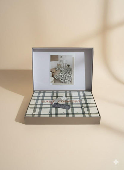 Lenjerie de pat carouri verzi